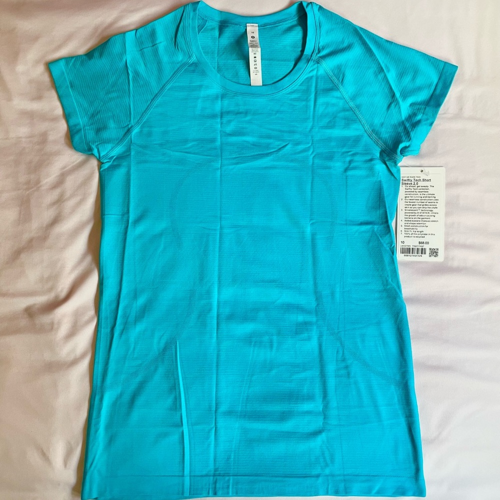 Lululemon Swiftly Tech 2.0 Short Sleeve NWT New, Size 10 Turquiose Blue